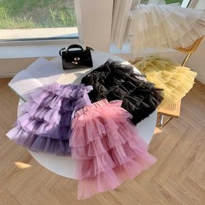 Tutu klänning 2-8t spädbarn barnflickan kaka kjol elegant småbarn baby kläder hösten lång tutu kjol söt söt fest klubb outfit d240507