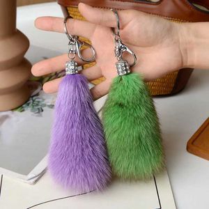 Keychains Bedanyards 15-18 cm Mulheres de luxo de luxo fofo fox pom pom ball keychain lagosta metal