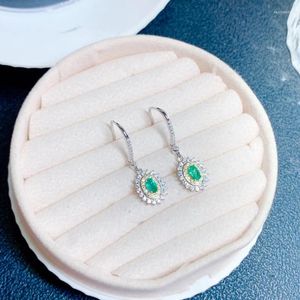 Dangle Earrings Arrival 3x5mm Oval Shape Natural Emerald With Silver 925 Emerlad Stud Earring For Women Daily Wear