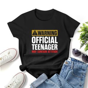 女性用Tシャツ警告公式ティーンエイジャーは、必須のTシャツグラフィックシャツカジュアルショートそばのfeティーTシャツサイズS-4XL D240507に近づかない