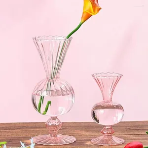 Вазы 1pc прозрачный стеклянный ваза Прозрачный декоративный цветочный растительный горшок для бутылочки DIY украшения для букетов Свадебный подарочный доме