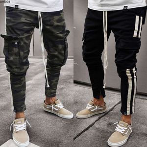 Mens Pants Fashion Men byxor Casual Camouflage Work Cargo Pant Side Rand Hip Plus Size Size GV52