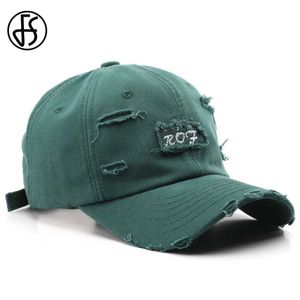 Caps de bola FS 2024 Novos tampas de beisebol de verão para homens mulheres streetwear Hip Hop Snapback Cap marrom verde elegante coreano designer de buraco hat y240507