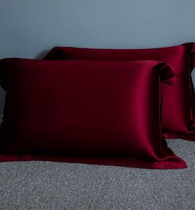CushionDecorative Pillow 100 Pure Mulberry Silk Pillowcase Solid Color Soft Natural Real Dark Red Case7163156
