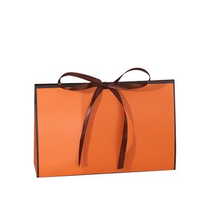 Borse per la spesa di carta con borse da regalo per matrimoni riciclate con fiocco a nastro abbigliamento per pacchetti di gioielli cosmetici 24x16x6cm