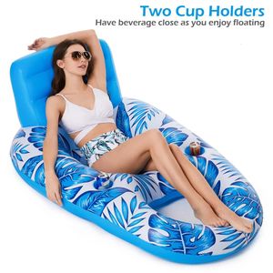 Linha flutuante inflável dobrável colchões de ar de verão pvc piscina de água de água para dormir cadeira de espreguiçadeira 240506