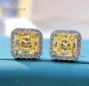 Stud Gica 925 Sterling Silver 77mm Pink Yellow High Carbon Diamond Earrings For Women Sparkling Wedding Fine Jewelry Gift8998636