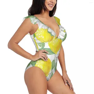 Wzmocnienie strojów kąpielowych dla kobiet 2024 Kobiety Sexy One Piece Swimsuit żeński cytryna i liść monokini kostium kąpielowy plażowy