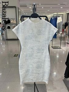 Casual Dresses 2024 Bazaleas Store Official Silver Craft Dress Slim Sleeveless O Neck Mini Y2K Summer Party