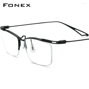 Güneş Gözlüğü Çerçeveleri Fonex Titanyum gözlükler Çerçeve Erkekler Yarı Kısırsız Kare Gözlük 2024 Yarım Gözlük F98640