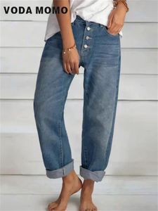 Vintage Spring Womens Fashion High Waist High Y2K Womens Gambia gamba jeans Donna baggy denim pantaloni jeans jeans jeans pantaloni 240506