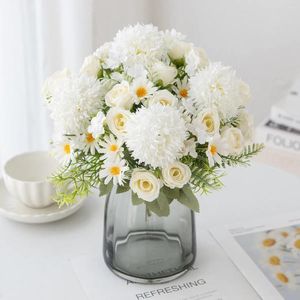 Decorative Flowers 1pc Rose Chrysanthemum Silk Bouquet Artificial For Wedding Home Ornamental Flowerpot Christmas Wreath Diy Accessories