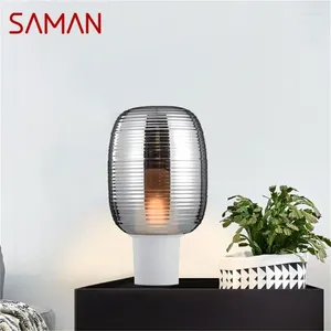 Table Lamps SAMAN Nordic Light Contemporary Simple Glass Desk Lamp LED Home Decorative Living Room Bedroom