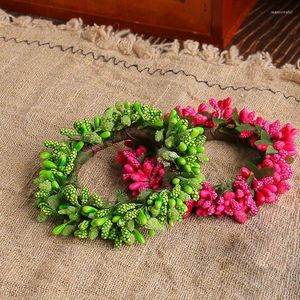Flores decorativas de vela multifuncional anéis de grinaldas de eucalipto artificial coroa de anel de anel rústico country tem tema decoração guirlanda