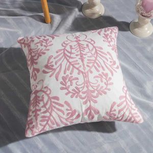 クッション/装飾的なピンクの綿花ヘンプロペカゼ45*45cm刺繍シンプルなジオメトリソファリビングルームベッドサイドクッション