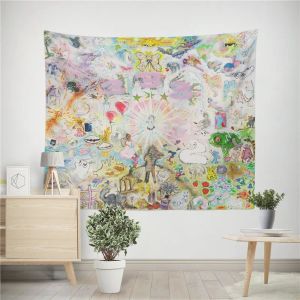 ステッカーaertemisi 333 Bladee Tapestry Wall Hange Bedroom Living Room Decor Decor College Dorm Party Backdrop Home Decoration