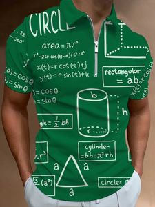 Polos Men Lições de Matemática Casual Zipper Polo Camiseta T-shirts Homem Men Slve Design Camisa de verão Tops de fórmula matemática Padrão T240506