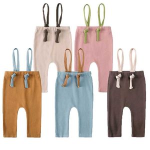 Hose 2024 Neuankömmlinge Baby Solid Overall Leggings Baumwollelastizitätshosen für Neugeborene Mädchen und Jungen Overalls Kleinkindkleidung H240507