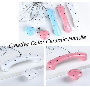 96mm Creative Fashion Cartoon Color Star Chindren Room Furniture Handle White Red Blue Ceramic Fish Crower Drawer Cabinet Knob 386044825