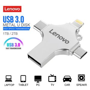 Adapter Lenovo USB Flash Drive High Speed ​​Pendrive 1TB 2TB Pen Driver USB 3.0 Typec U Stick Andriod flash -minneskort för telefoner Bil