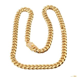 Chains 6-18Mm Wide Stainless Steel Cuban Miami Necklaces Cz Zircon Box Lock Big Heavy Gold Chain For Men Hip Hop Rock Jewelrychains Dr Dhlov