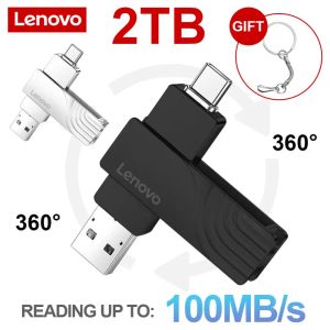 Adaptador Lenovo USB Flash Drives 2TB TypeC Pen Drive 128 GB Memória USB a 100 MB/S 1TB Flash Disk U Stick for Phones Laptop Frete grátis