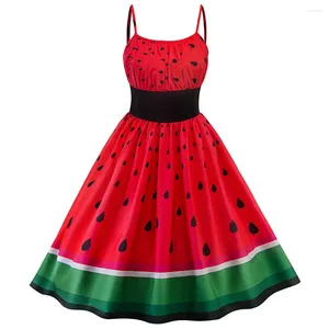 Casual Dresses Summer Cute Sexy Watermelon Print Party Dress Women Vintage Cocktail Prom Ball Gown Fancy Elegant