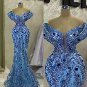 V-de-dół wspaniałe sukienki na balu The Mermaid ramię projektanci kandydaci cekiny długość podłogi wykonana niestandardowa sukienka Plus Size Vestido de noite