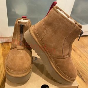 Neumel Boot 지퍼 클래식 울트라 미니 스노우 부츠 지퍼 테이퍼 타자 슬리퍼 호주 밤나무 태즈 만 슬리퍼 거래 월드 호주 따뜻한 낮은 중간 상단 부츠 크기 34-42