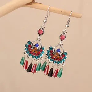 Dangle Earrings Chinese Style Yunnan Dai Tibetan Silver Fashion Personalized Versatile Crystal Tassel For Women Party Girlfriend Gift