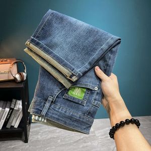 Fashion clothing 2024 Mid pants Spring/Summer hot trend print slim fit denim shorts versatile casual micro hop elastic small straight leg pants mens jeans designs