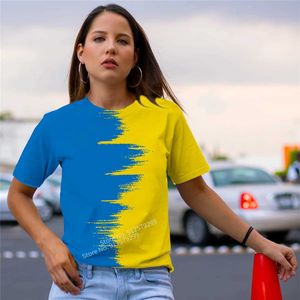 Kadın T-Shirt 2024 Mavi W Ukrayna Bayrak Tişörtü Kadınlar Kısa Sle Harajuku Tshirt Fe T-Shirt Sevimli Üst Tee D240507