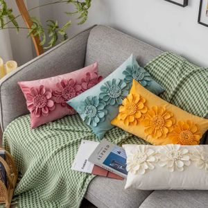 Cushion/Decorative Pure Green Handmade Flower Cushion Cover Round Square Light Luxury Covers Decorative Home Decoratives for Sofa
