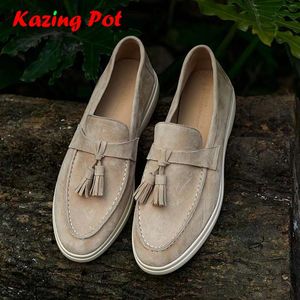 Scarpe casual krazing pot kid suede in cambio dito. Women Women Spring Autumn Modern Street Indossare un tallone basso Slip su pompe margoniere di nappe della scuola britannica