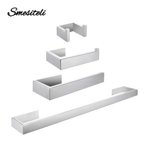 Set Shelf Adhesive Chrome Towel Bar Set Bathroom Accessories Silver Wall Mount Toilet Paper Holder Robe Hook Rack For Bathroom