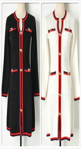 Whole Winter Striped Knitted Dress For Women Long Sleeve Women039s Fall Sweater Dress Fashion Office Business Lady Slim Emb6894164
