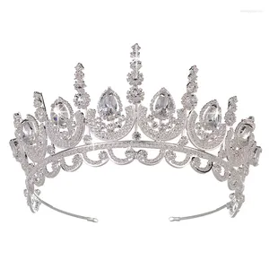 Clip per capelli Hadiyana Tiara Fabulous Princess Crown Silver and Gold Color Zirconia Accessorio zircronico BC3614 Bridal Wedding Luxury