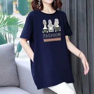 Frauen T-Shirt 2024 Neuem Sommer Übergroßer Retro Loose Casos Casual Korean Womens T-Shirt Womens Office Damenbrieftasche O-Neck kurzärmelig Topl2405