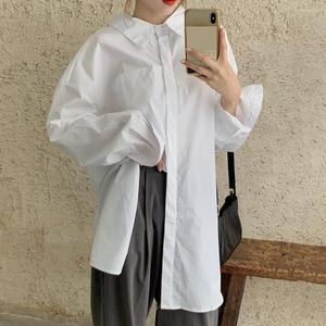 Blusas femininas primavera verão 2024 camisa feminina elegante para manga lanterna branca túnica de casaco de comprimento médio de comprimento médio