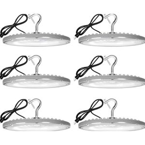 XYCN 100W UFO LED High Bay Light 6 Pack - IP66 wasserdicht, 100-277 V, 15050 lm, 5000k Tageslicht, Flächenbeleuchtung, 450 -W -MHPS -Äquivalent, Commercial Bay Lighting für Lagerhaus, Laden