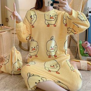 Frauenschlaf Lounge Winter Heiße Wolle Pyjama Kawaii Girls Pyjama Frauen Abend Dressl2405