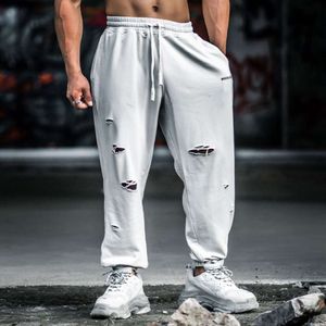 mens joggers pants outdoor running trendy brand American basketball with holes and loose sports hoodie pants new summer style jog