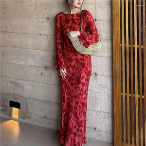 Casual Dresses Vacation Outfits 2024 Summer Dress Elegant Evening For Women Birthday Luxury Long Red Floral Flare Hylsa