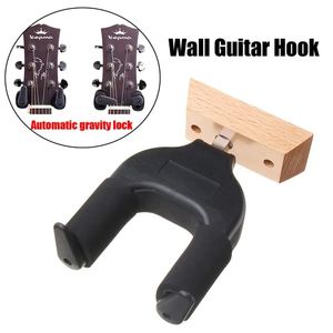 Väggmonterad gitarrhängare krokhållare Keeper Auto Grip System Lock Wood Base för elgitarrsträngsinstrument med skruvar