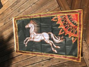 Tillbehör 3x5 '90x150cm Black Lord House Banner Flag White Tree Horse Sun Kingdom Wall Hanging Stark Home Party KTV Cosplay