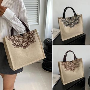 Borse per la spesa per borse in lino vintage per donne tote beach satchel eco-friendly pale per spalla grande pendolare