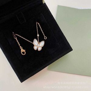 Brand originality Van Butterfly Necklace White Fritillaria Pendant Female Collar Chain 925 Silver Plated 18k Rose Gold jewelry