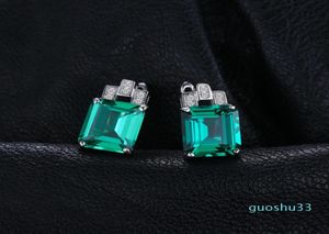 Orecchini a cerchio smeraldo Nano simulato 8CT 925 Orecchini in argento sterling per donne pietre preziose Oreni coreani Gioielli di moda 6583091