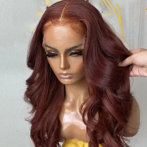 Hair Products 13X4 Synthetic Lace Front Wig Reddish Brown Body Wave Wig Lace Closure Pre Plucked With Baby Hair Wig Copper Red Dark Red Brown