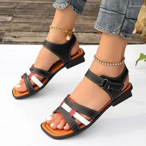 Casual Shoes 2024 Women's Open Toe Women Sandaler Summer Daily Female Mixed Color Square Heel Outdoor For